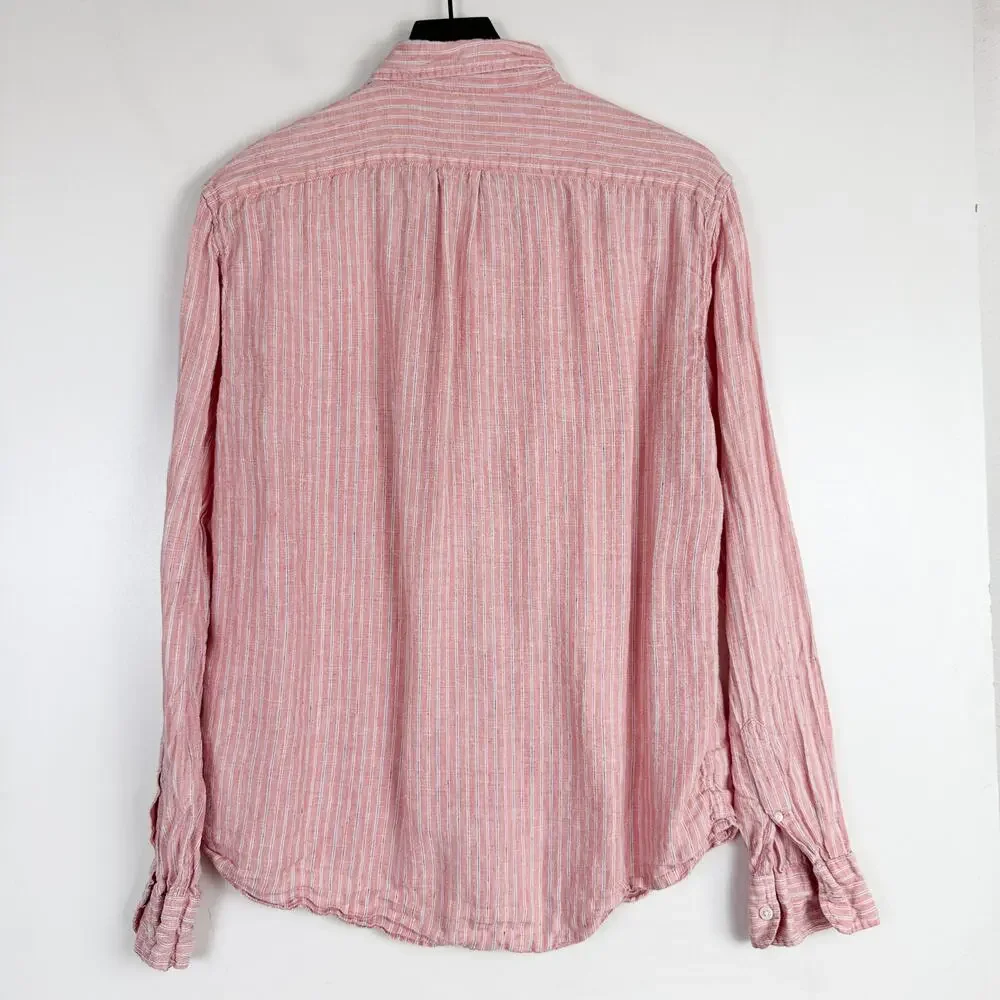 J.Crew Baird McNutt Irish Linen Slim Button Down Shirt Red Stripe  - L
